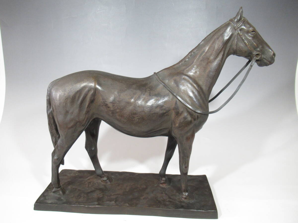 (Year of the Horse) Ito Koku (Attributed) — “Seima” Bronze Horse Sculpture, Signed, Early–Mid Showa Period, 6.6kg — Japanese Equestrian Bronze Art