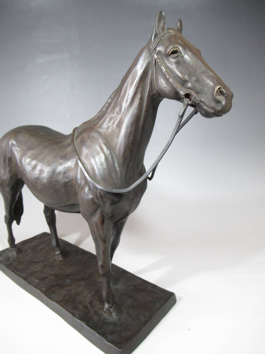 (Year of the Horse) Ito Koku (Attributed) — “Seima” Bronze Horse Sculpture, Signed, Early–Mid Showa Period, 6.6kg — Japanese Equestrian Bronze Art