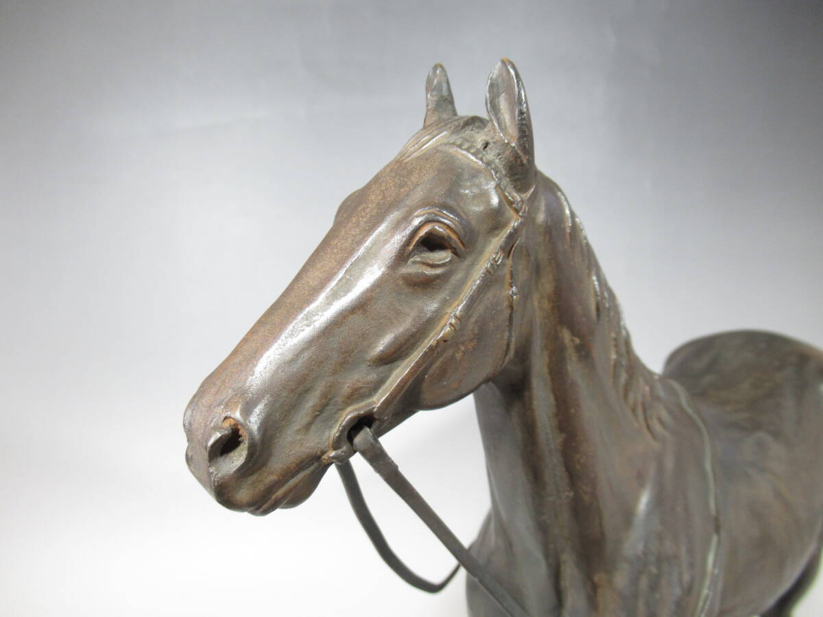 (Year of the Horse) Ito Koku (Attributed) — “Seima” Bronze Horse Sculpture, Signed, Early–Mid Showa Period, 6.6kg — Japanese Equestrian Bronze Art