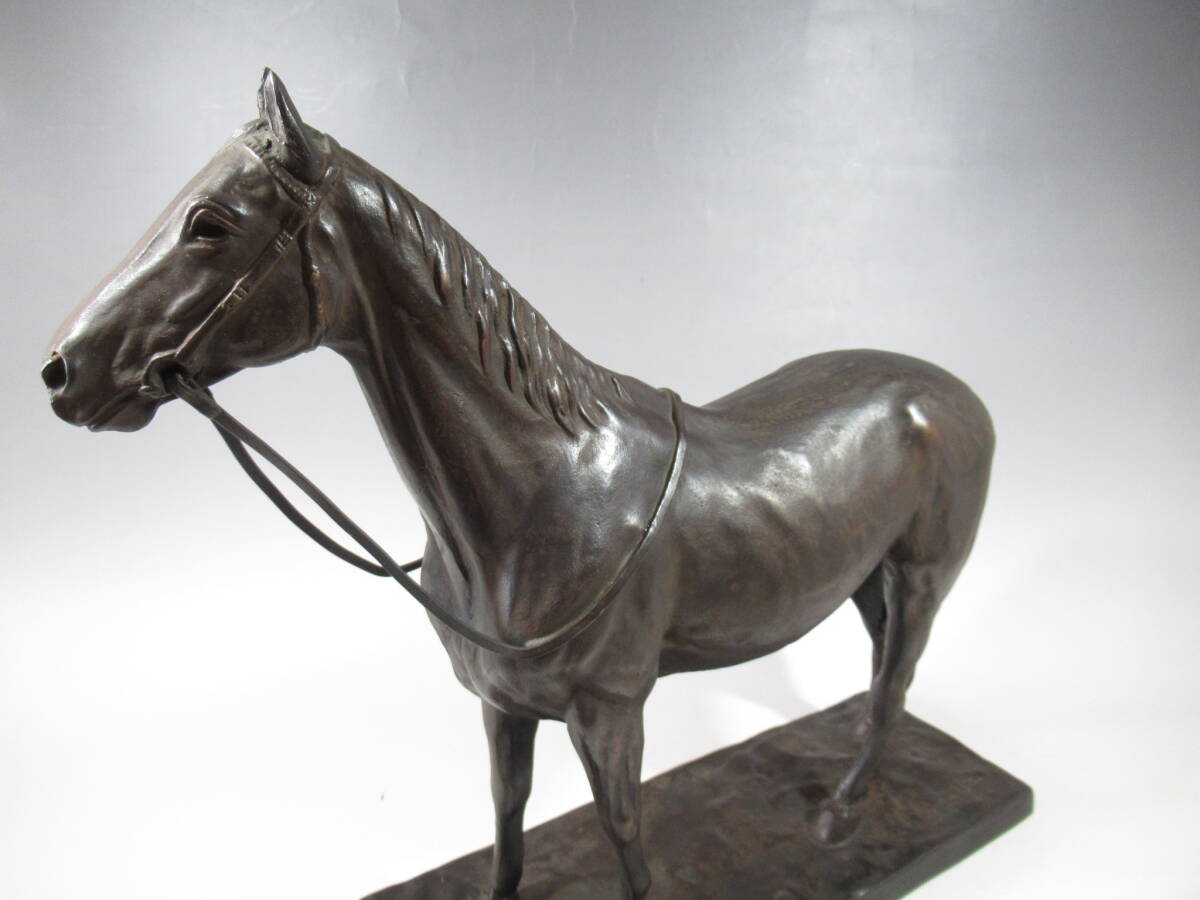 (Year of the Horse) Ito Koku (Attributed) — “Seima” Bronze Horse Sculpture, Signed, Early–Mid Showa Period, 6.6kg — Japanese Equestrian Bronze Art