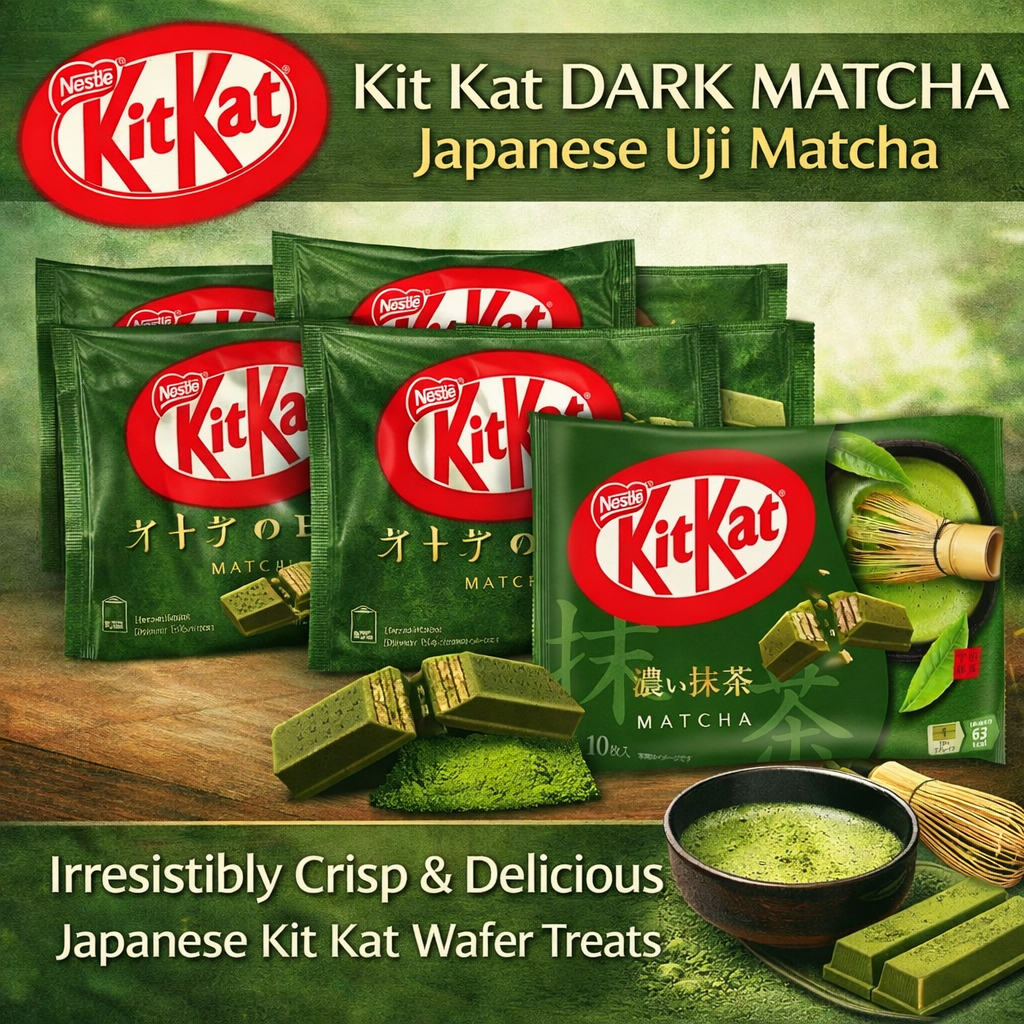 Japan KitKat Dark Matcha Chocolate Set | Uji Matcha Flavor | Limited Japan Edition Snack