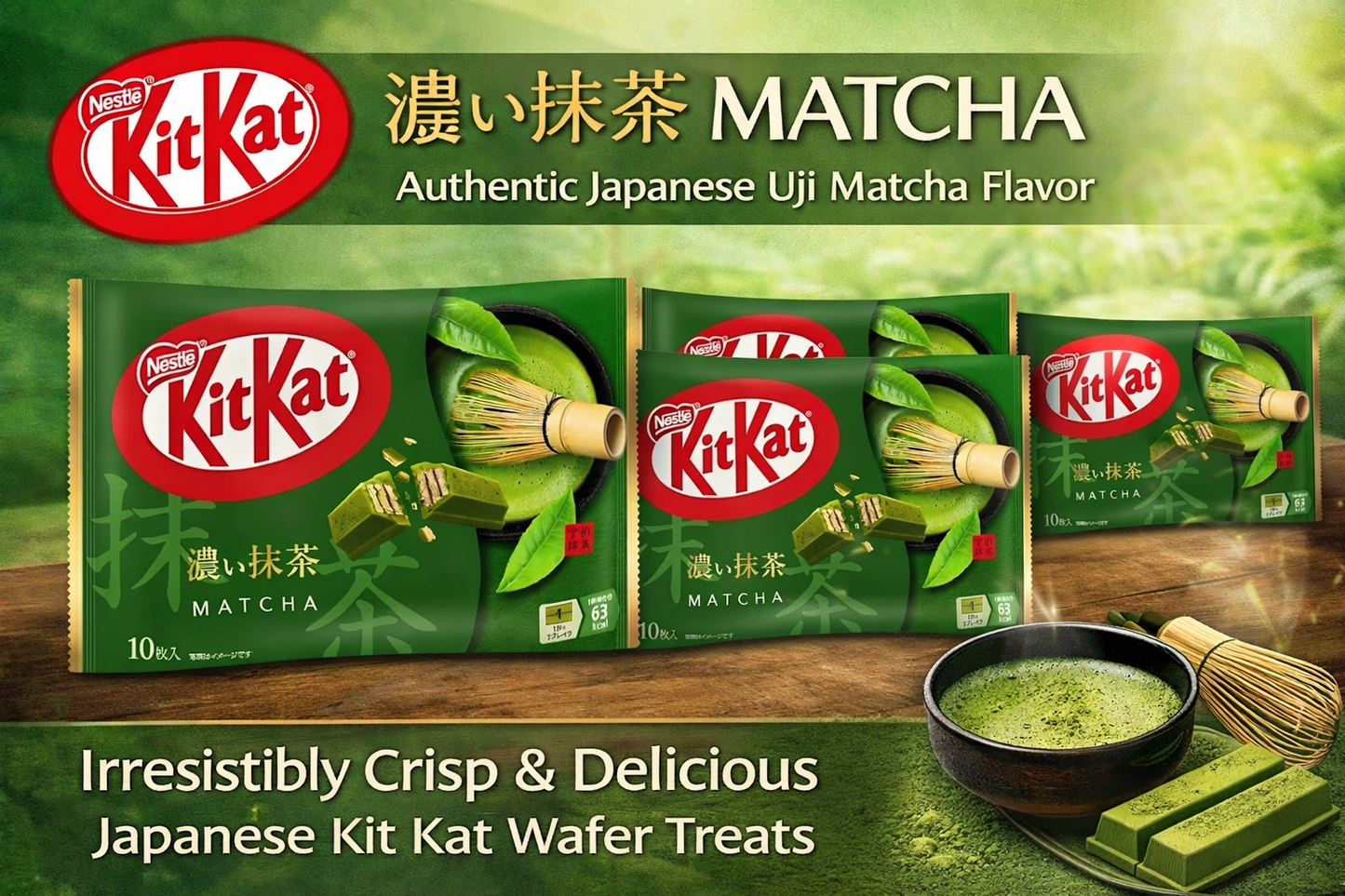 Japan KitKat Dark Matcha Chocolate Set | Uji Matcha Flavor | Limited Japan Edition Snack