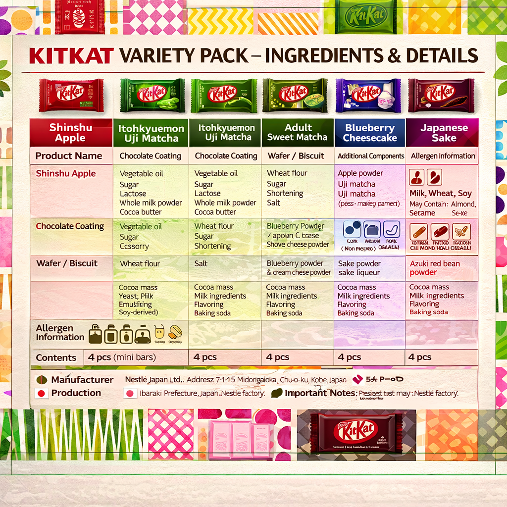 Japan KitKat Variety Party Box 70 Pieces Set | 14 Flavors Assorted | Premium Japanese Chocolate Gift Set