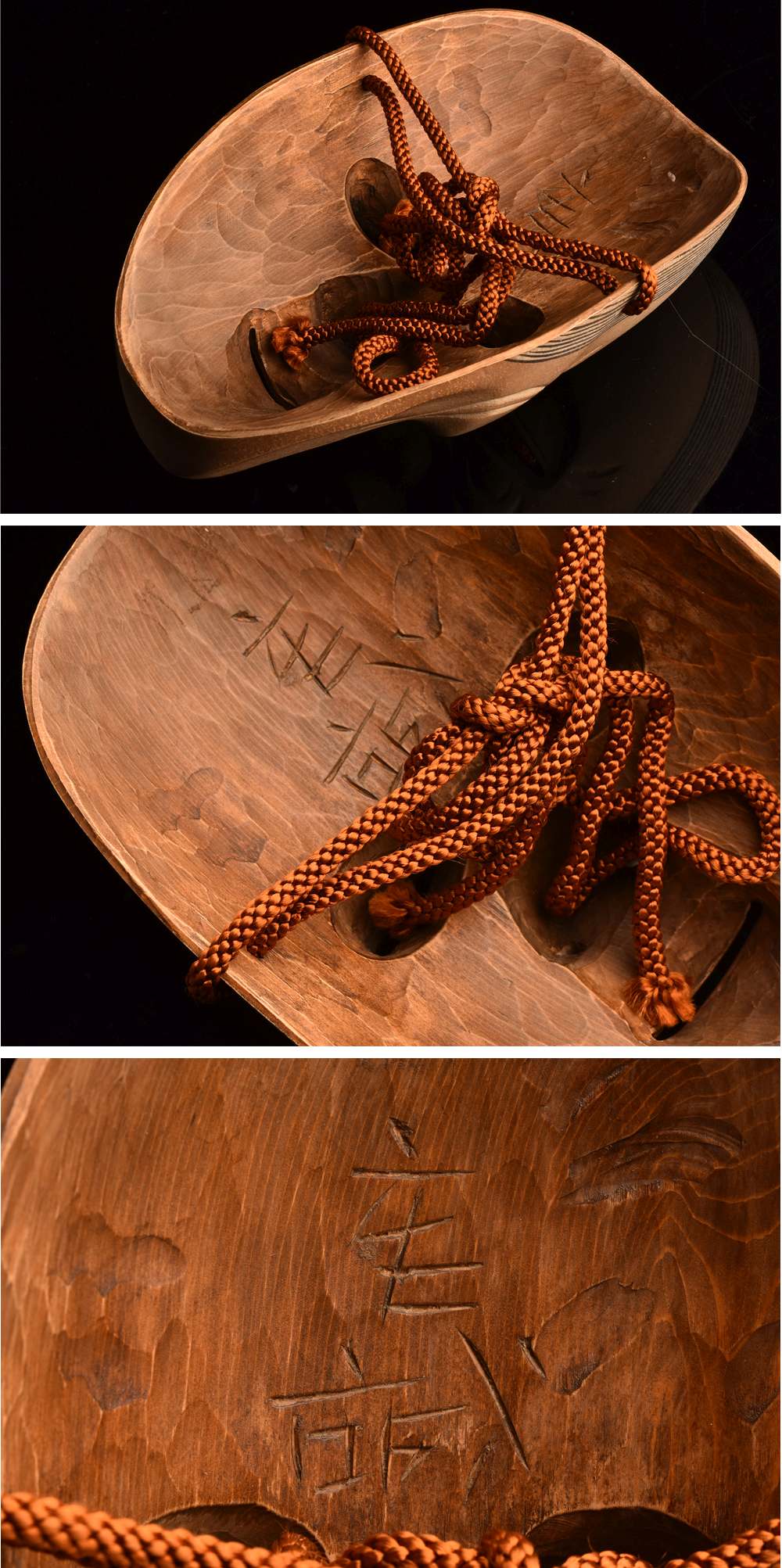 Snow-Moon-Flower “Ko-Omote” Mask Set · Edo-Period Lineage by Omiya Sadamori · 3 Small Noh Masks with Signed Tomobako & Documents