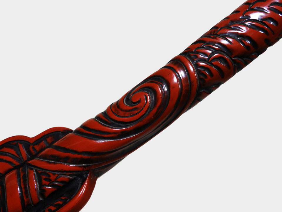 Rare Japanese Carved Dragon Tachi Sword Stand | Deep Relief Maki-e Lacquer | Edo–Meiji Period Display