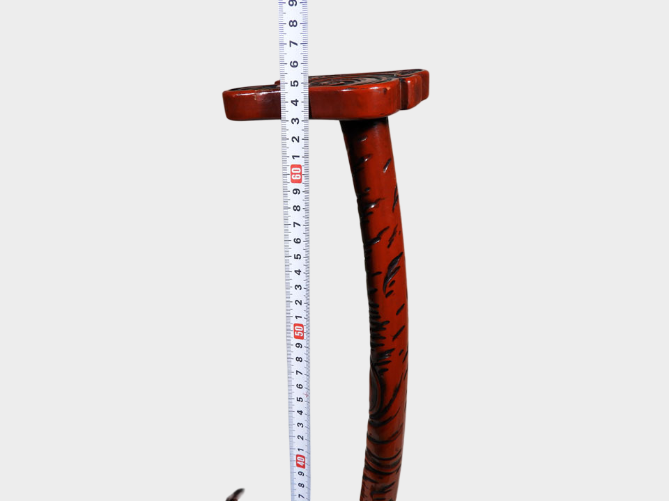 Rare Japanese Carved Dragon Tachi Sword Stand | Deep Relief Maki-e Lacquer | Edo–Meiji Period Display