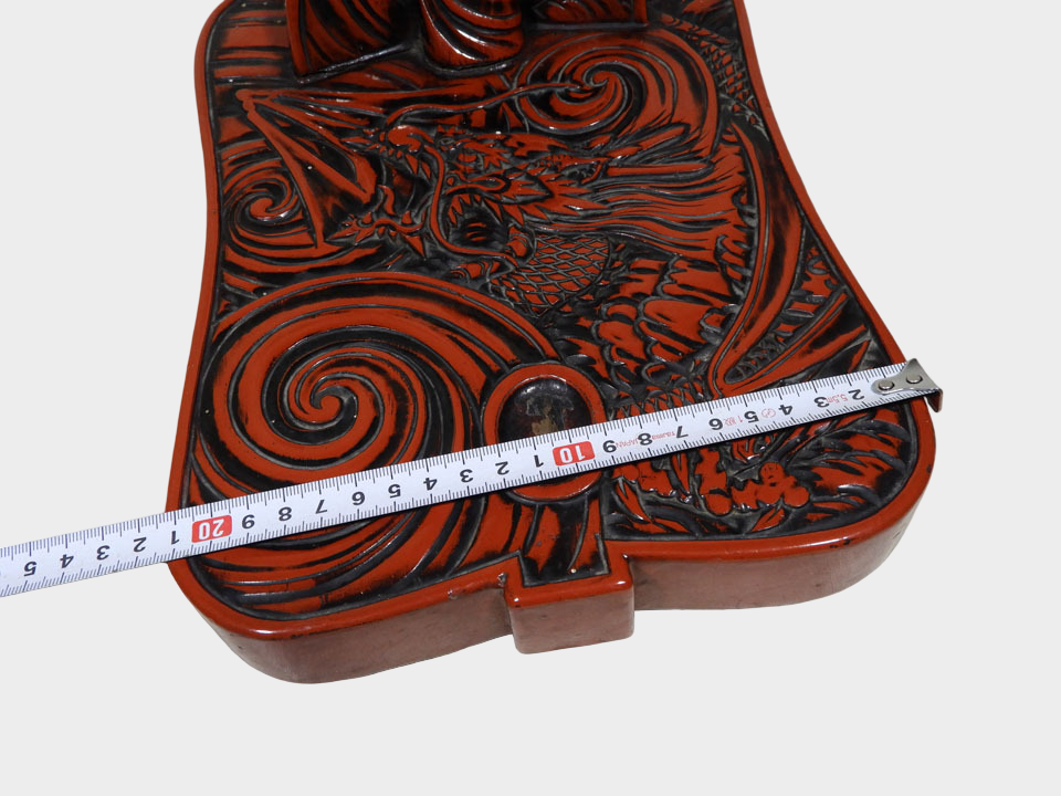 Rare Japanese Carved Dragon Tachi Sword Stand | Deep Relief Maki-e Lacquer | Edo–Meiji Period Display