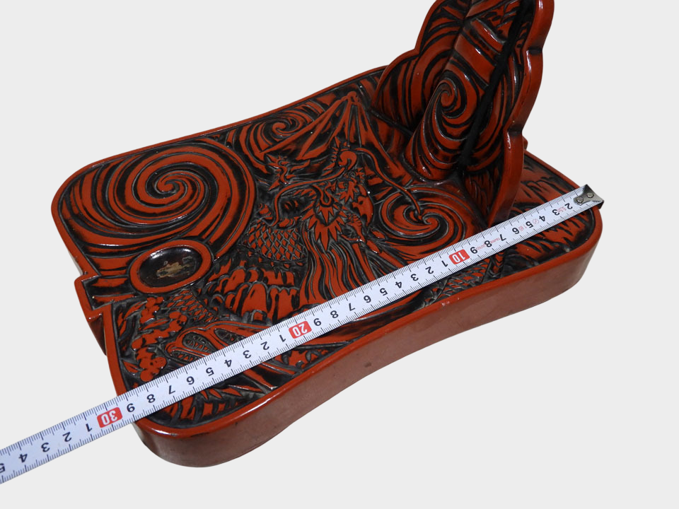 Rare Japanese Carved Dragon Tachi Sword Stand | Deep Relief Maki-e Lacquer | Edo–Meiji Period Display