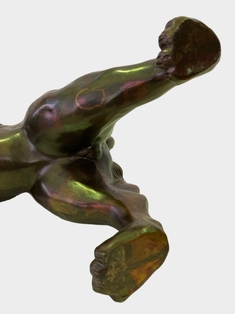 Japanese Metal Shishi Tama Jishi Guardian Lion Okimono with Jewel Ball Sculpture Statue