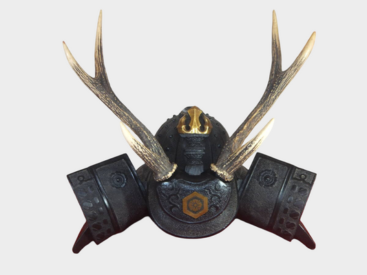 Japanese Samurai Kabuto Sword Stand | Antler Crest Helmet Display | Armor Interior Decor