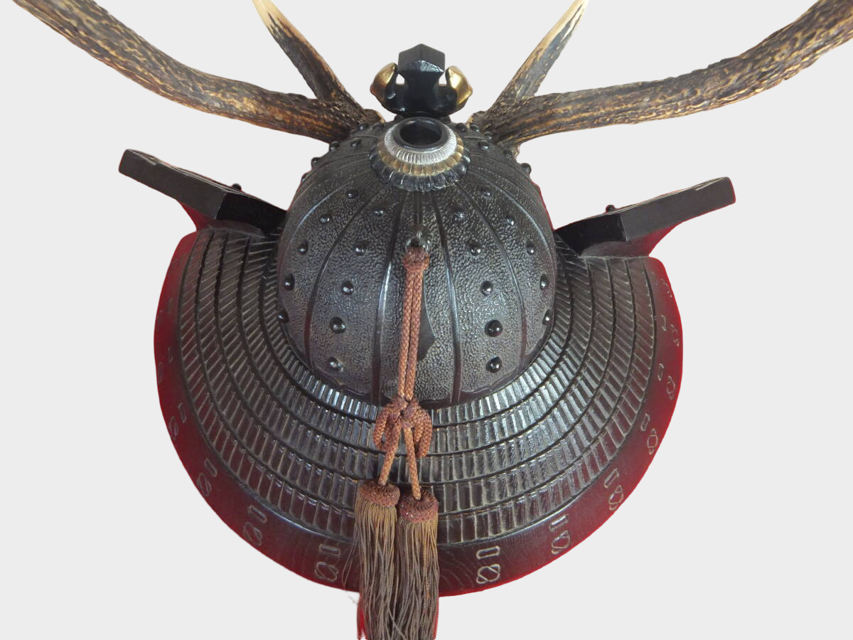 Japanese Samurai Kabuto Sword Stand | Antler Crest Helmet Display | Armor Interior Decor