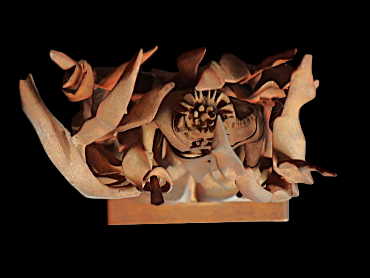 Japanese Wooden Fudo Myoo with Flame Mandorla, One-Block Carving, Meiji–Early Showa Period Esoteric Buddhist Sculpture