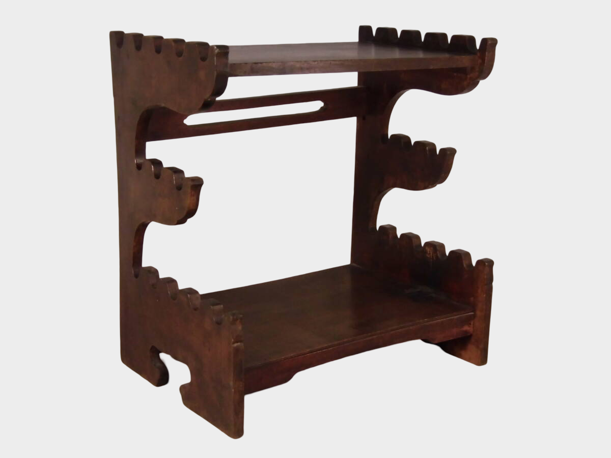 Japanese Wooden Sword Rack | 13-Slot Katana & Wakizashi Stand | Large Multi-Blade Display | Approx 47cm Width