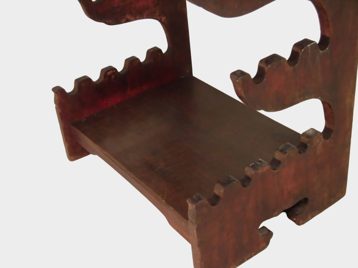 Japanese Wooden Sword Rack | 13-Slot Katana & Wakizashi Stand | Large Multi-Blade Display | Approx 47cm Width