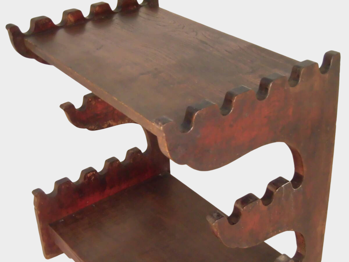 Japanese Wooden Sword Rack | 13-Slot Katana & Wakizashi Stand | Large Multi-Blade Display | Approx 47cm Width