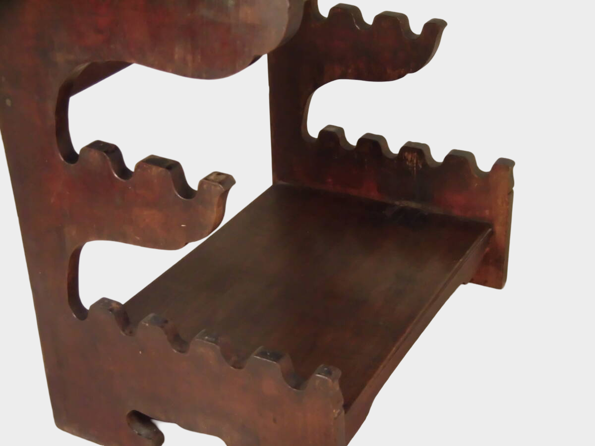 Japanese Wooden Sword Rack | 13-Slot Katana & Wakizashi Stand | Large Multi-Blade Display | Approx 47cm Width
