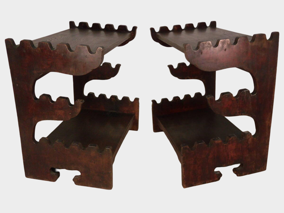 Japanese Wooden Sword Rack | 13-Slot Katana & Wakizashi Stand | Large Multi-Blade Display | Approx 47cm Width