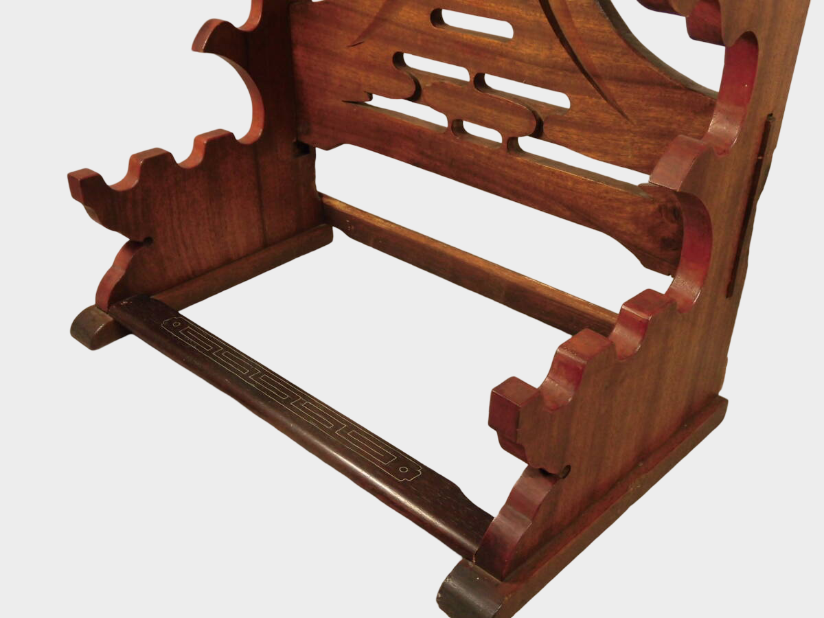 Japanese Mt Fuji Image Wooden Sword Rack | 7‑Slot Katana & Wakizashi Stand | Multi‑Blade Display | Approx 36cm Width