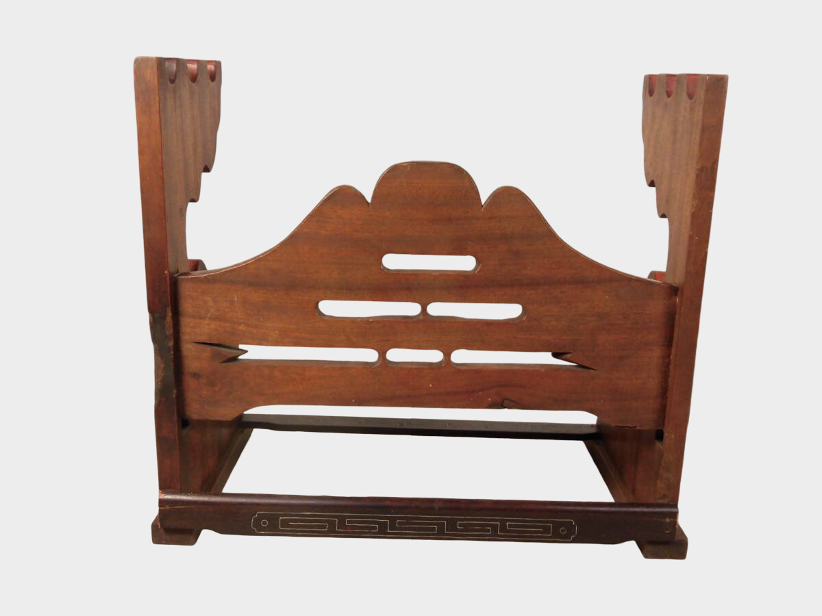 Japanese Mt Fuji Image Wooden Sword Rack | 7‑Slot Katana & Wakizashi Stand | Multi‑Blade Display | Approx 36cm Width