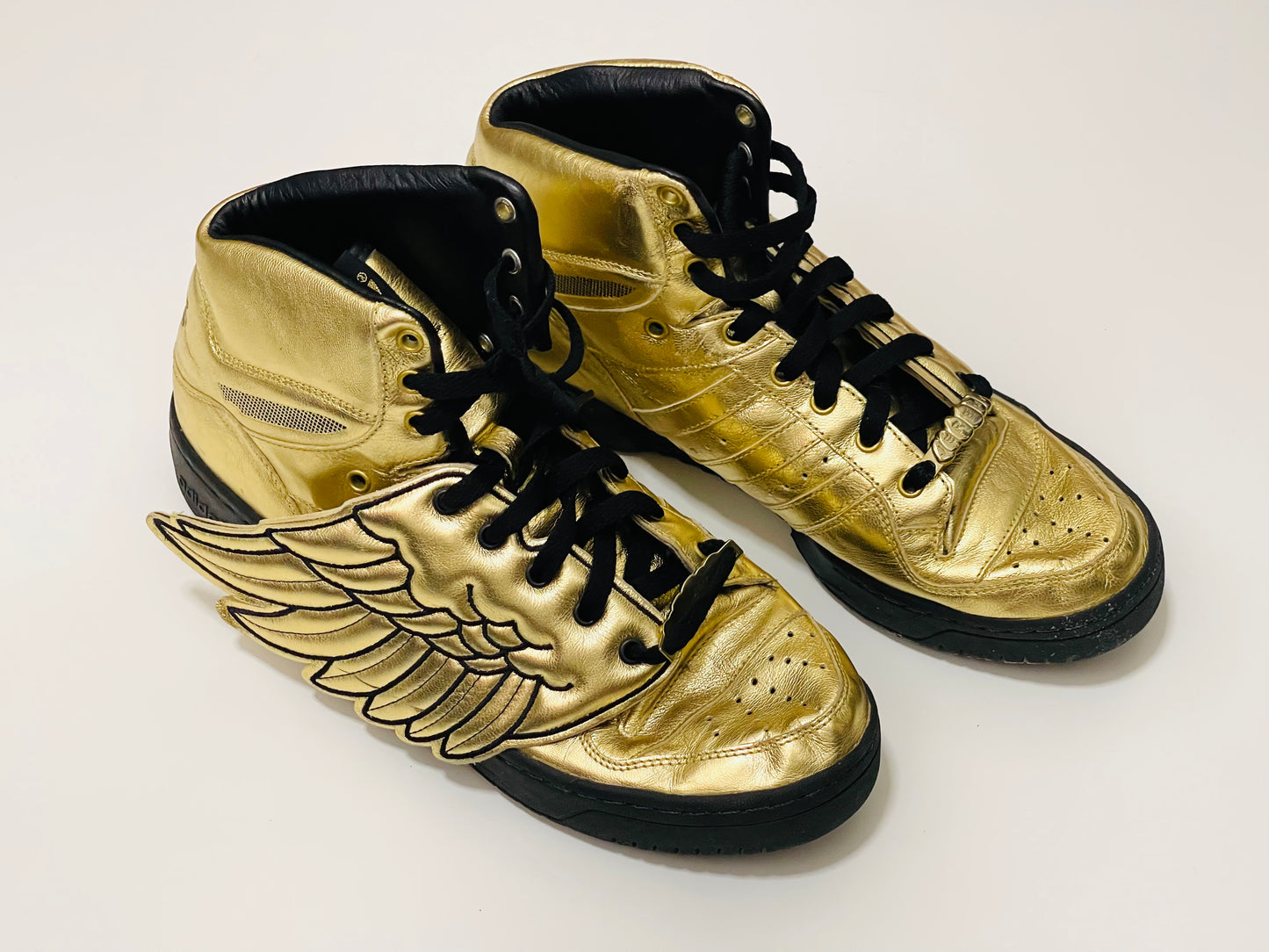 Collectible Gold Leather Adidas Jeremy Scott Wings Sneakers Shoes ( Size : US 9.5 Japan 27.5 cm  )