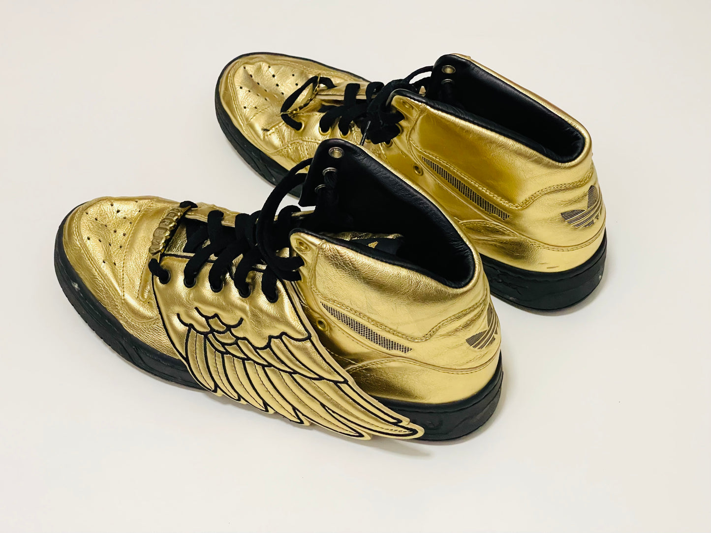 Collectible Gold Leather Adidas Jeremy Scott Wings Sneakers Shoes ( Size : US 9.5 Japan 27.5 cm  )