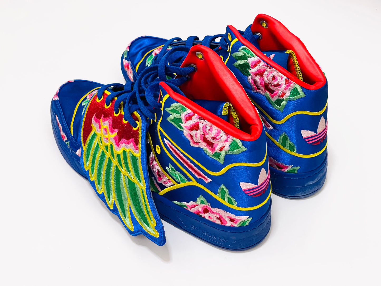 Collectible Blue Oriental Embroidery Adidas Jeremy Scott Wings Sneakers Shoes ( Size : US 9.5 Japan 27.5 cm  )