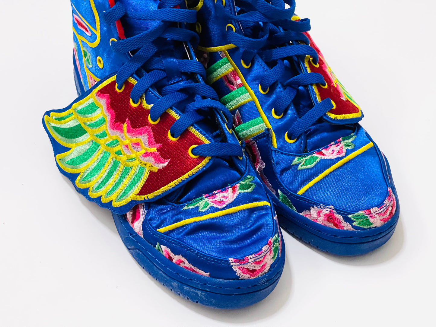 Collectible Blue Oriental Embroidery Adidas Jeremy Scott Wings Sneakers Shoes ( Size : US 9.5 Japan 27.5 cm  )