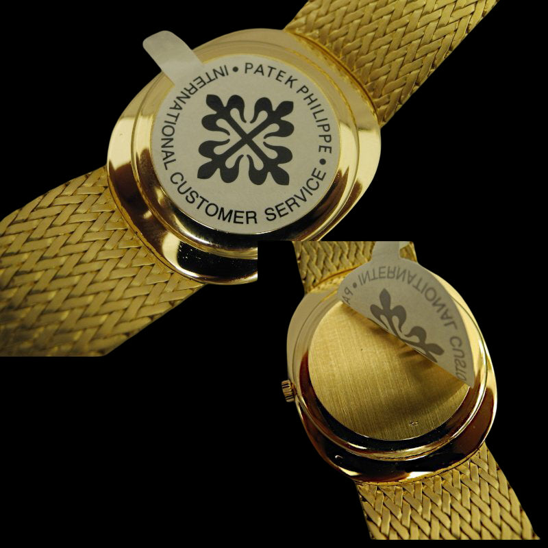 Patek Philippe Golden Ellipse Jumbo 3605/1J · 18K Gold Integrated Bracelet · Automatic Cal.28-255 · Blue-Grey Sunburst Dial · 1970s Vintage