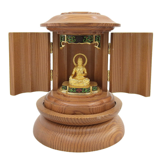 K24 Yellow Gold Miniature Seated Buddha in Zushi Shrine — Fine Gold 26.6g — Japanese Devotional Object