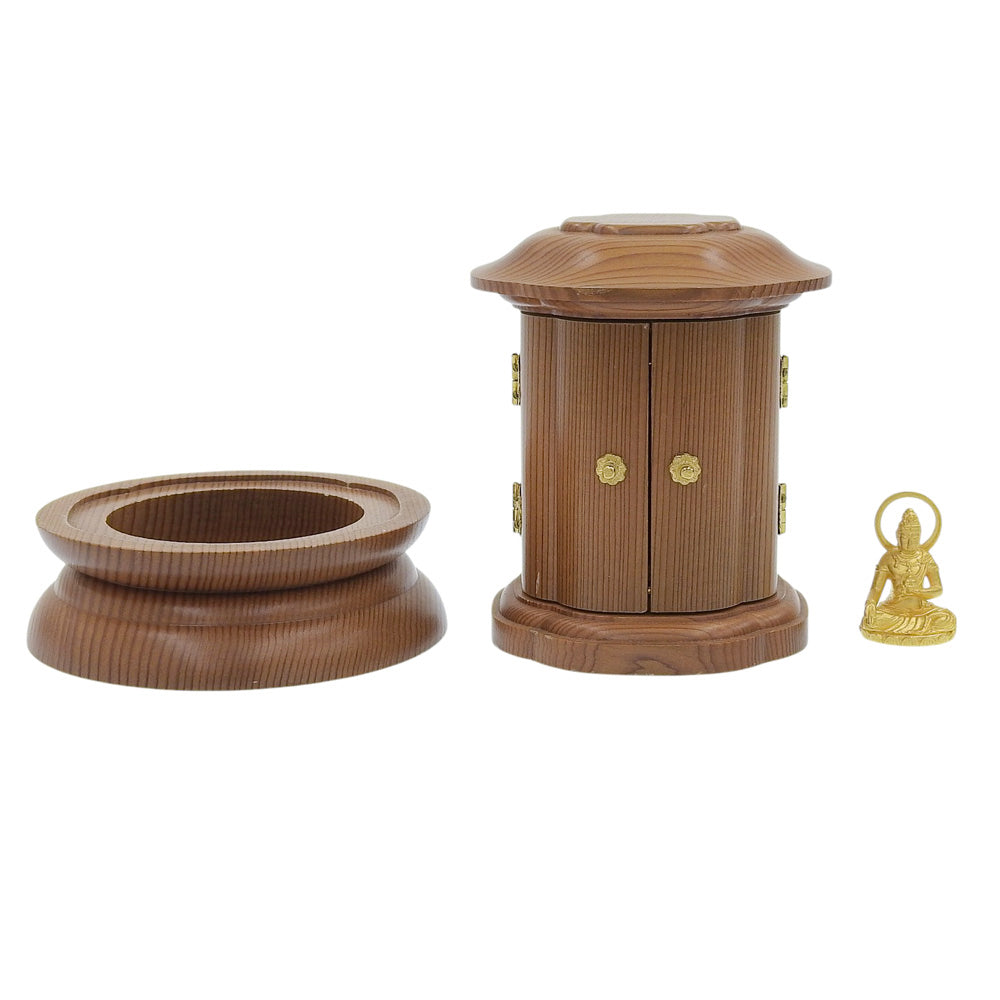 K24 Yellow Gold Miniature Seated Buddha in Zushi Shrine — Fine Gold 26.6g — Japanese Devotional Object