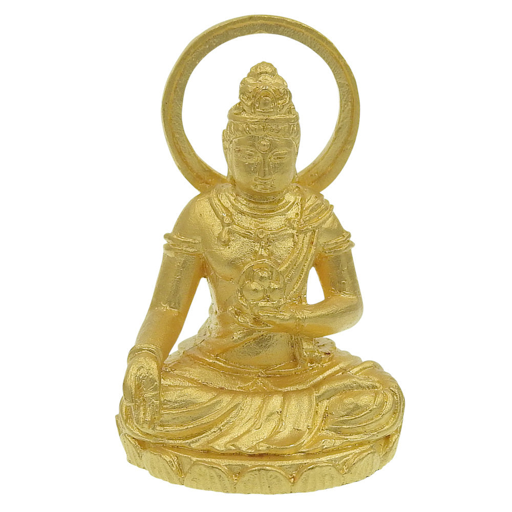 K24 Yellow Gold Miniature Seated Buddha in Zushi Shrine — Fine Gold 26.6g — Japanese Devotional Object