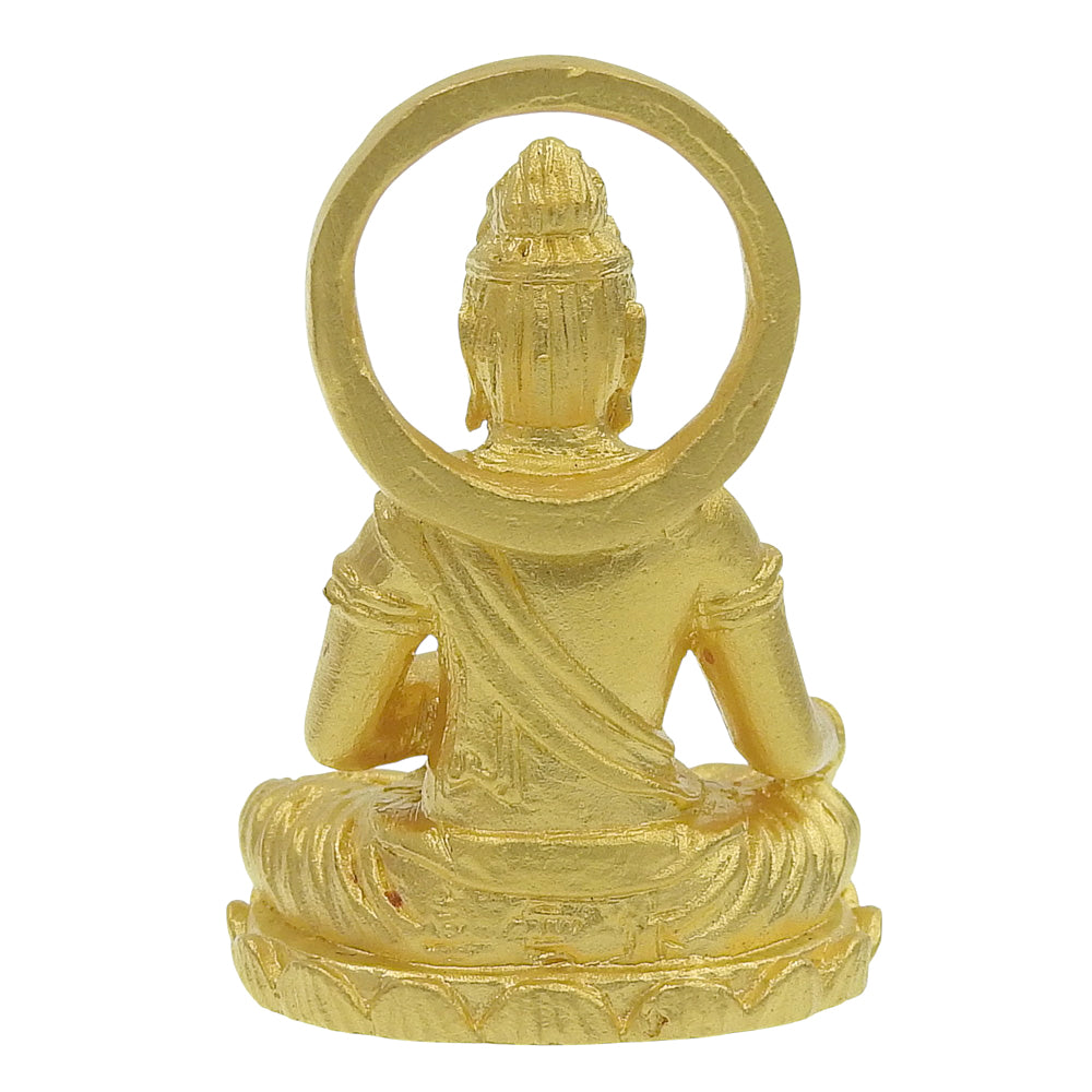 K24 Yellow Gold Miniature Seated Buddha in Zushi Shrine — Fine Gold 26.6g — Japanese Devotional Object