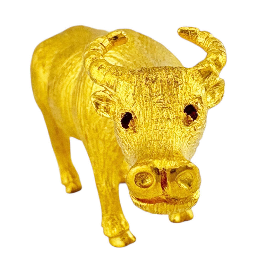K24 Yellow Gold Ox (Zodiac) Figurine — Solid Gold Eto Sculpture — Approx. 29.1 g — Japanese Luxury Collectible