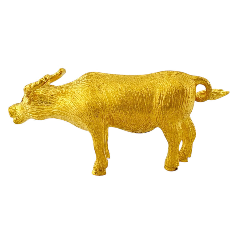 K24 Yellow Gold Ox (Zodiac) Figurine — Solid Gold Eto Sculpture — Approx. 29.1 g — Japanese Luxury Collectible