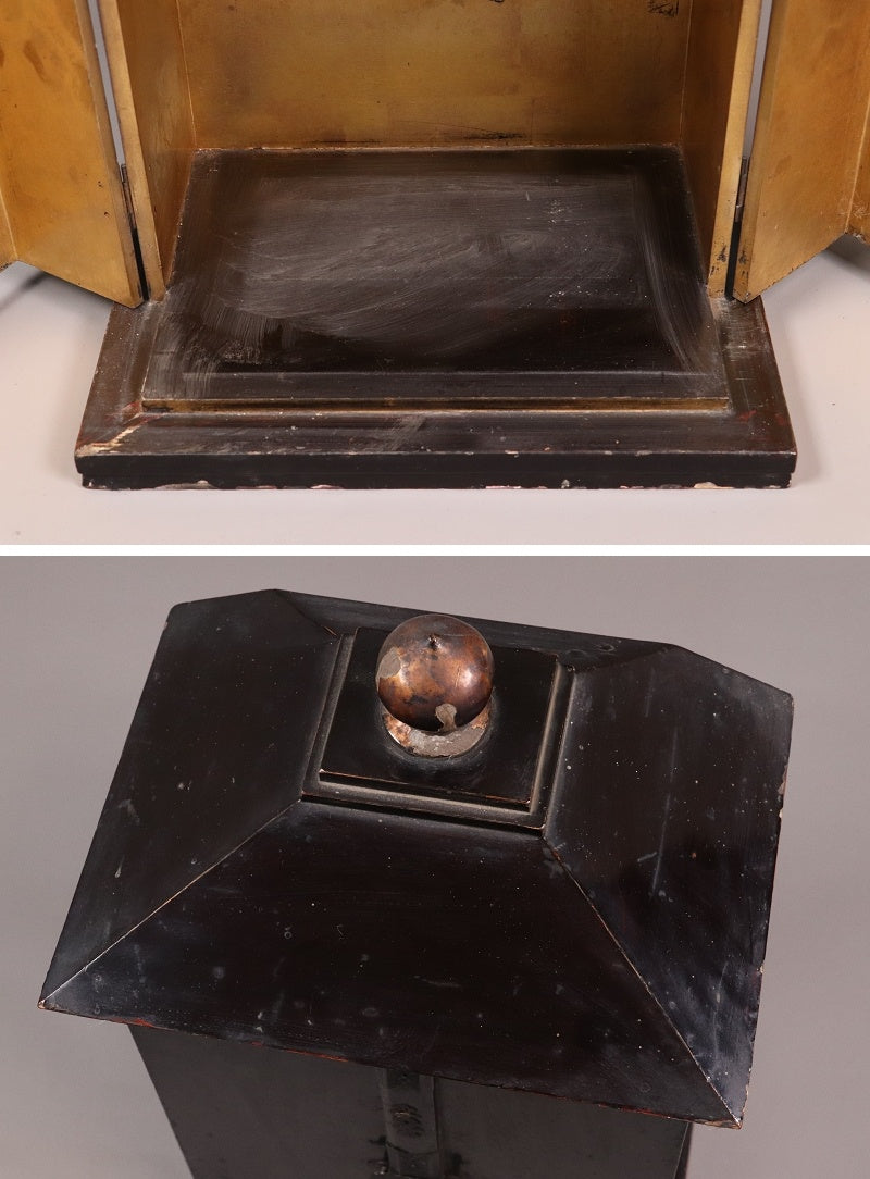 Kobo Daishi (Kukai) Seated Zushi Shrine — Polychrome Wood Portable Altar, Early-Modern Japan, Temple Provenance Style, 48cm Zushi Cabinet