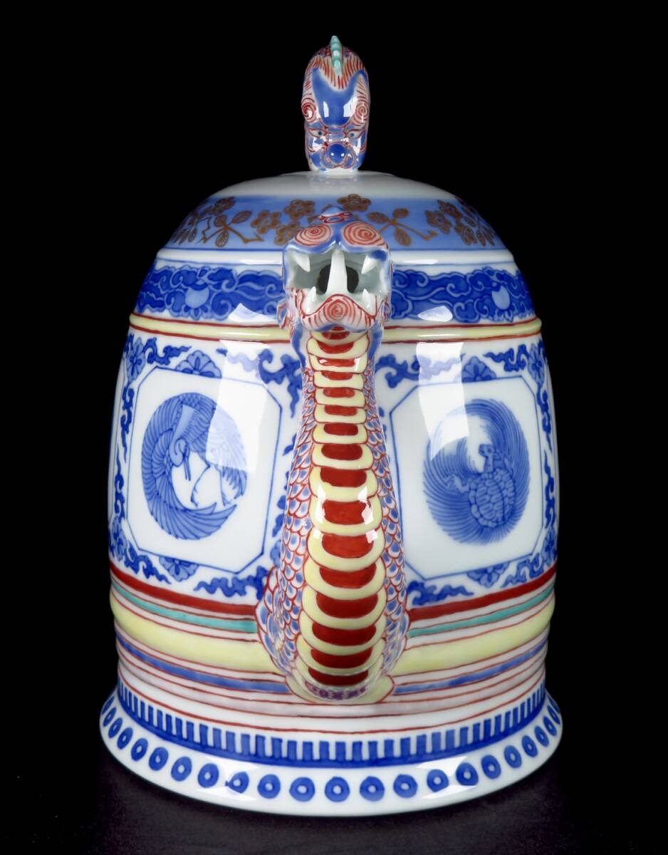 Kutani Ware Dragon-Spout Ritual Ewer — Polychrome & Gilt Porcelain — Signed Imperial Workshop — Meiji to Taisho Period — 28.5 cm