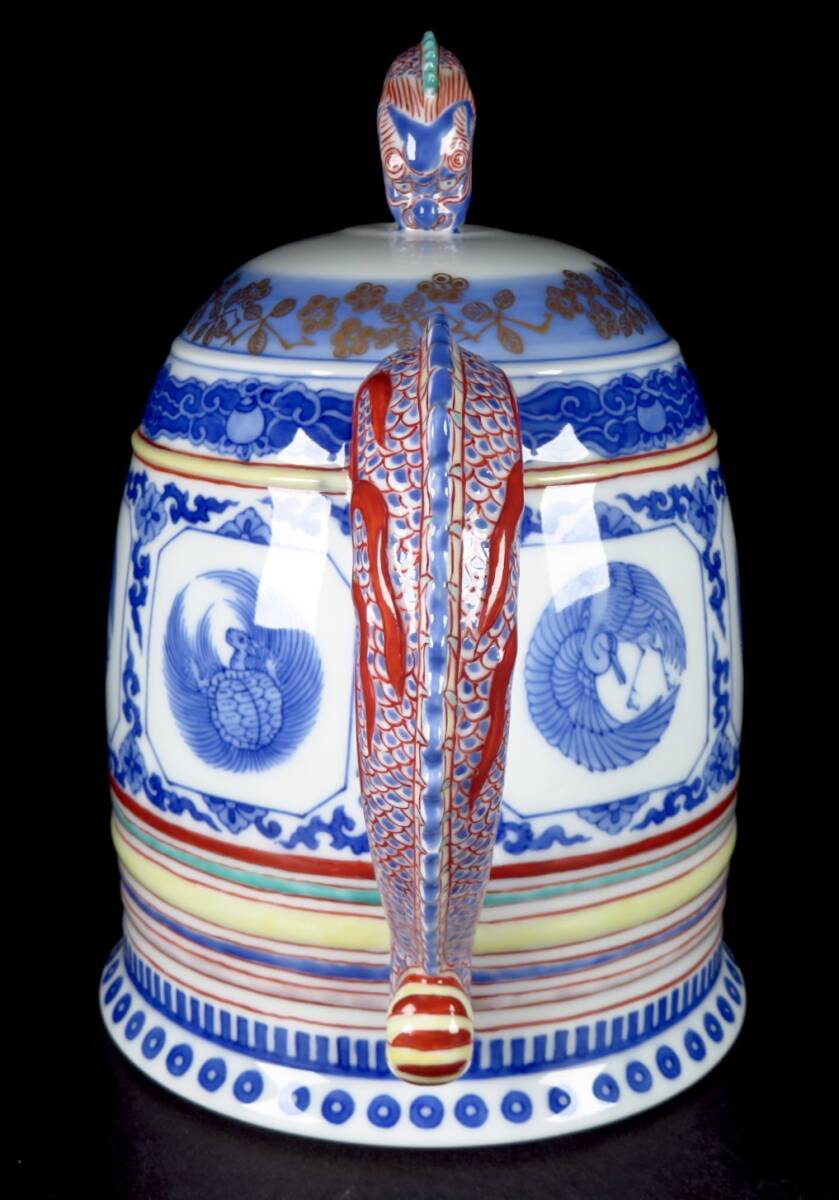 Kutani Ware Dragon-Spout Ritual Ewer — Polychrome & Gilt Porcelain — Signed Imperial Workshop — Meiji to Taisho Period — 28.5 cm