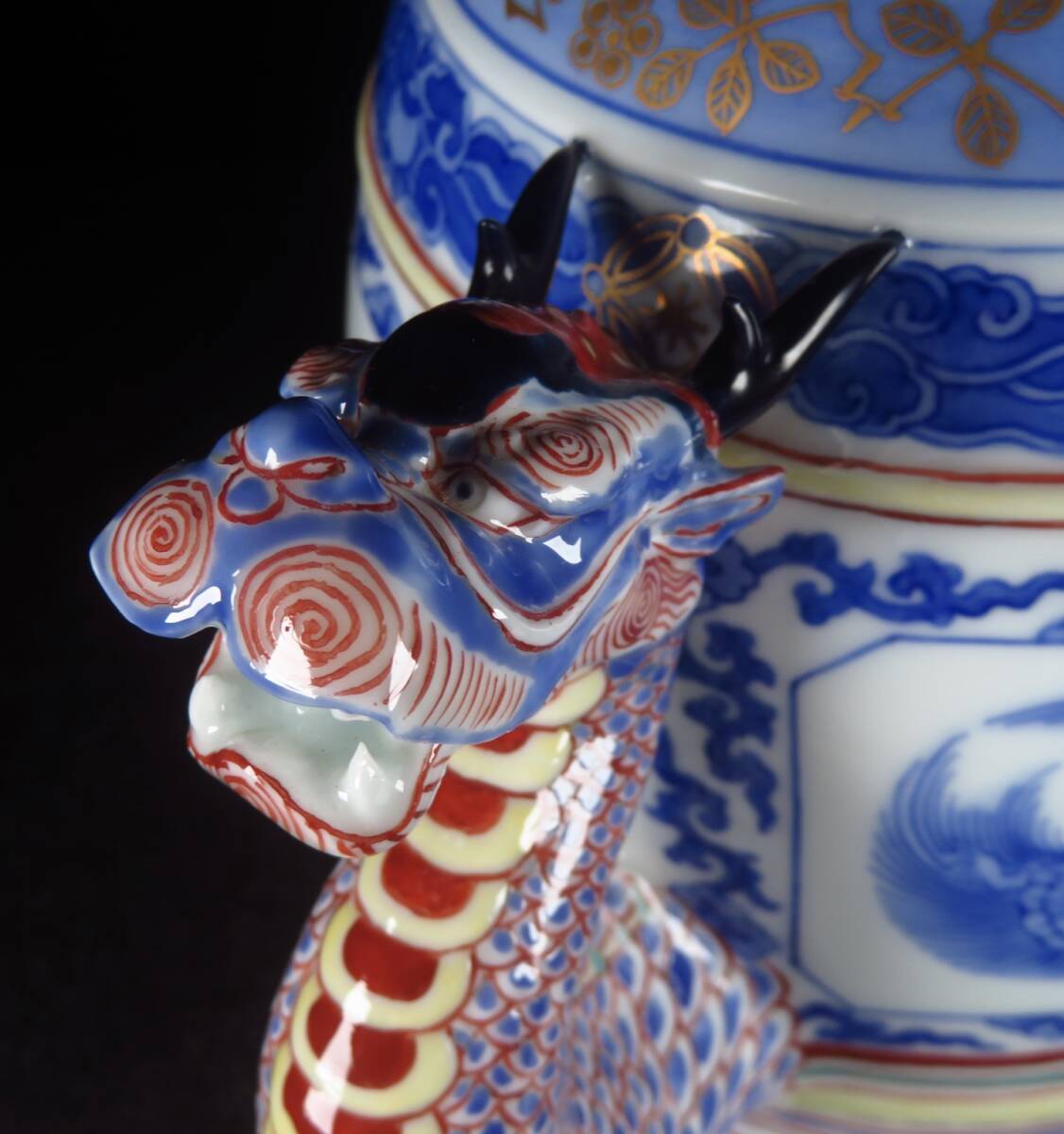 Kutani Ware Dragon-Spout Ritual Ewer — Polychrome & Gilt Porcelain — Signed Imperial Workshop — Meiji to Taisho Period — 28.5 cm