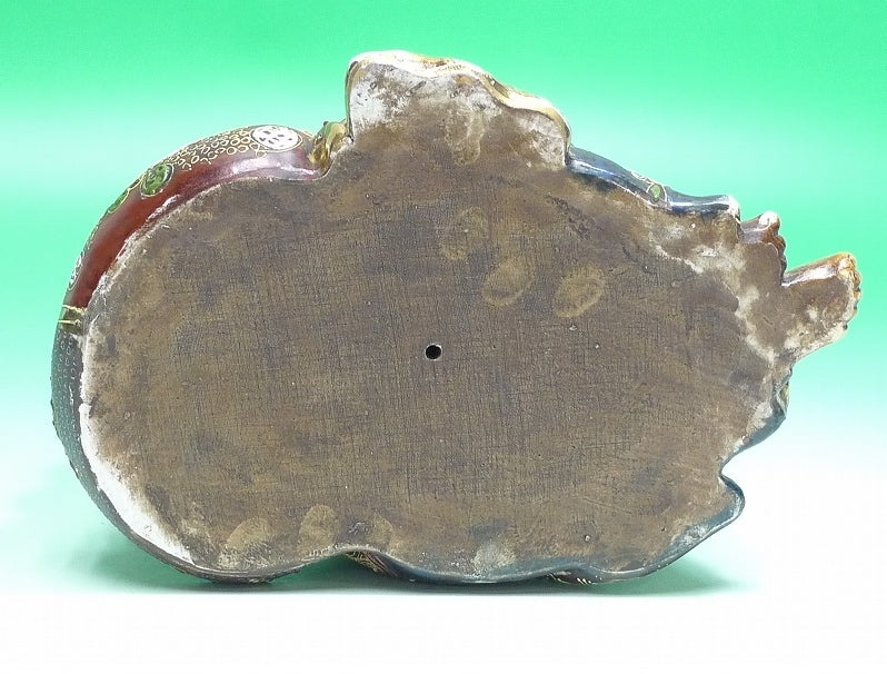 Kutani Ware Hotei with Karako Figure | Seven Gods of Fortune | Gilded Polychrome Ceramic Group Sculpture