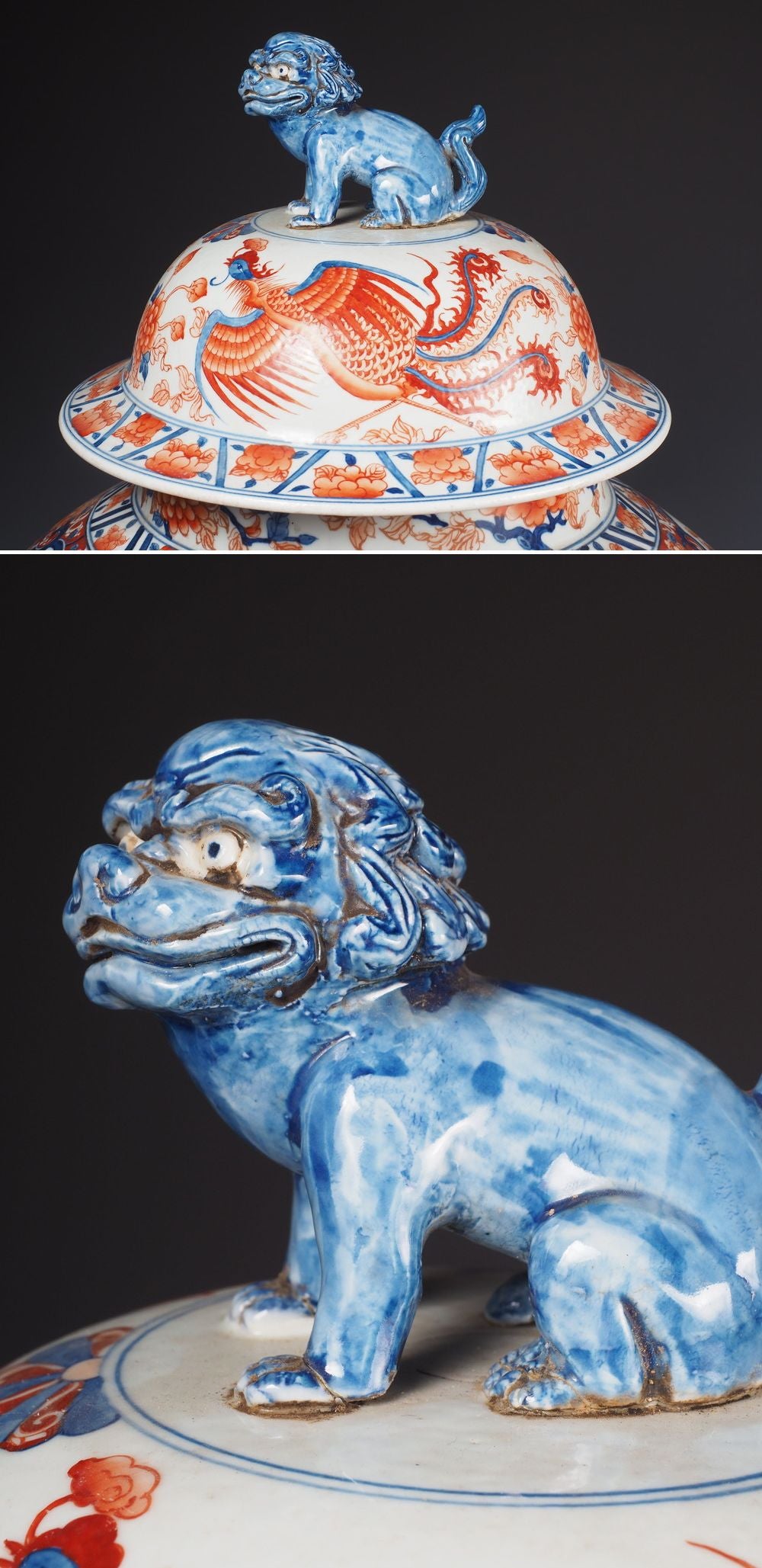 Large Chinese Polychrome Phoenix Jar with Lion Finial Lid — Qing Dynasty–Style Monumental 69 cm Decorative Vessel