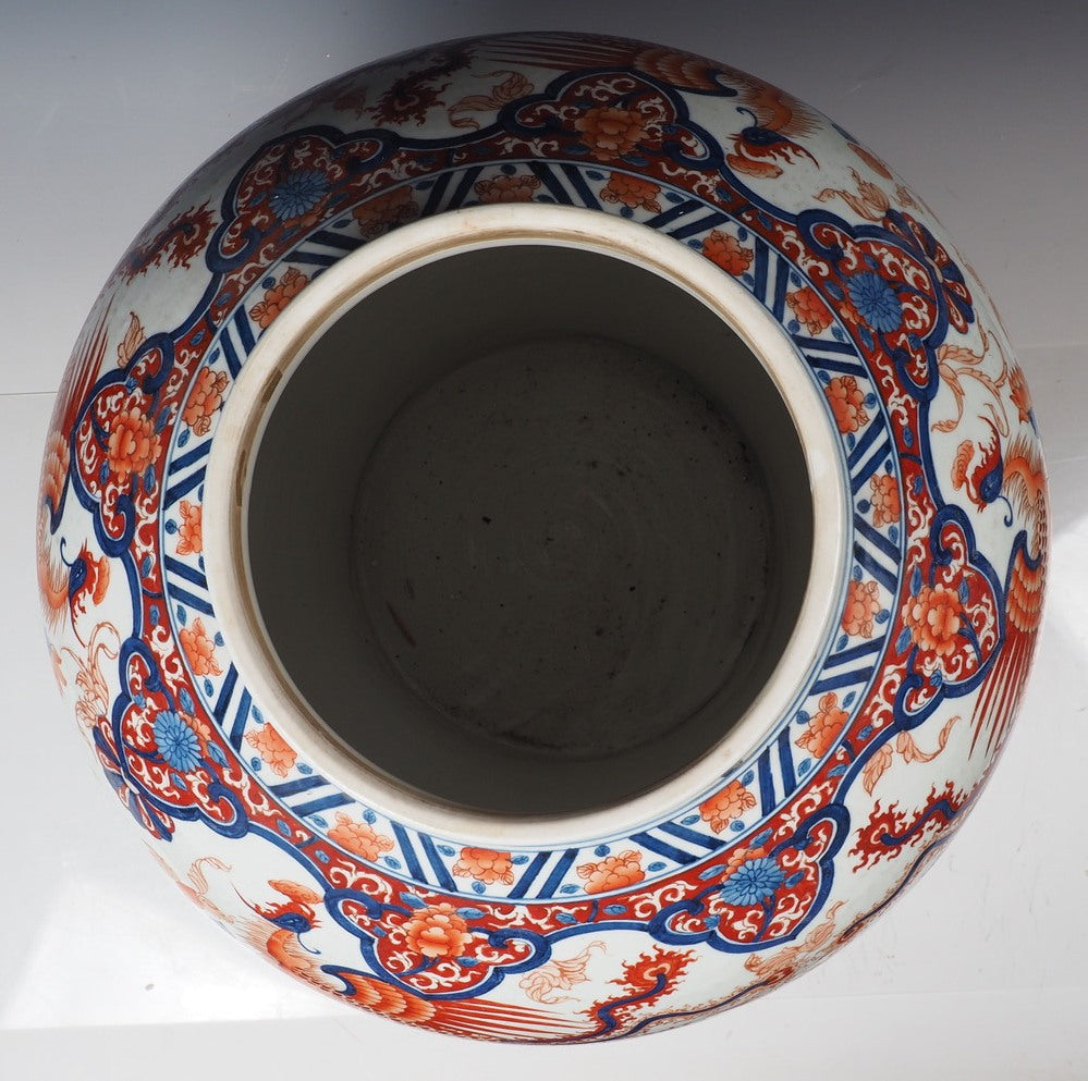 Large Chinese Polychrome Phoenix Jar with Lion Finial Lid — Qing Dynasty–Style Monumental 69 cm Decorative Vessel