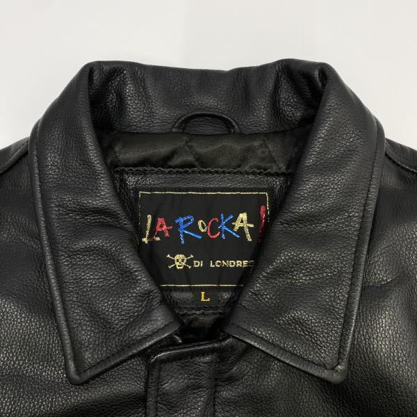 LA ROCKA Jive Pilot Leather Flight Jacket Black L Rockabilly Skull Rising Sun Punk Biker Aviator Jacket Japan