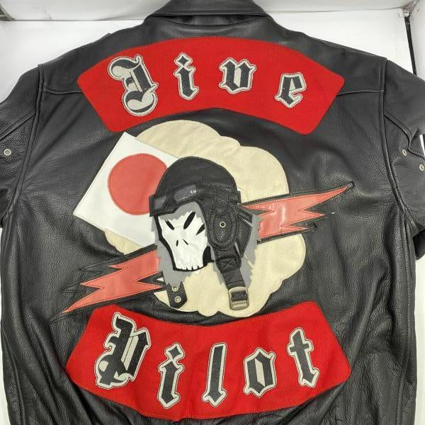 LA ROCKA Jive Pilot Leather Flight Jacket Black L Rockabilly Skull Rising Sun Punk Biker Aviator Jacket Japan