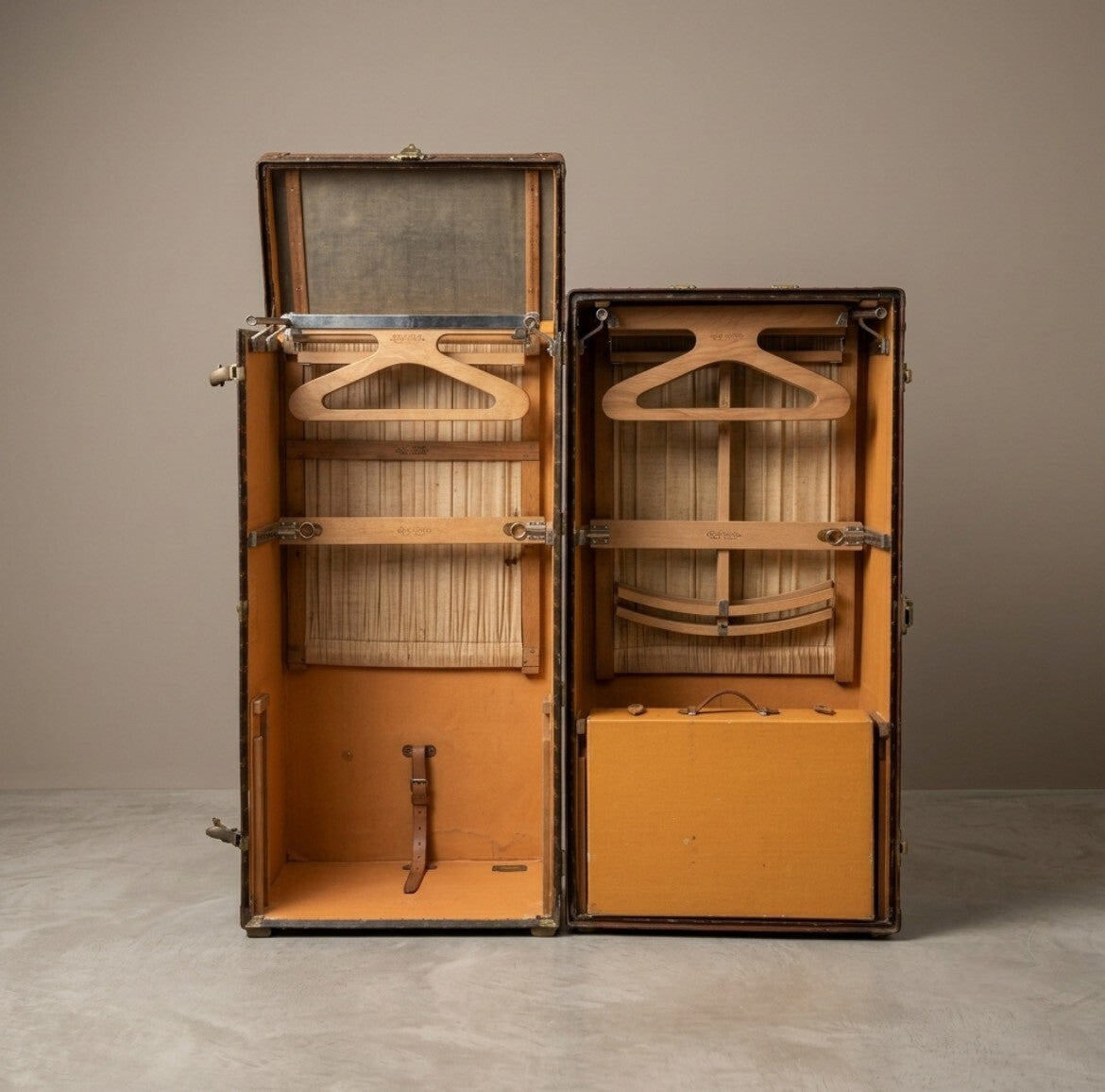 Louis Vuitton Monogram Wardrobe Trunk, circa 1918, Double Hanging Interior with Period Wooden Hangers, 113 cm