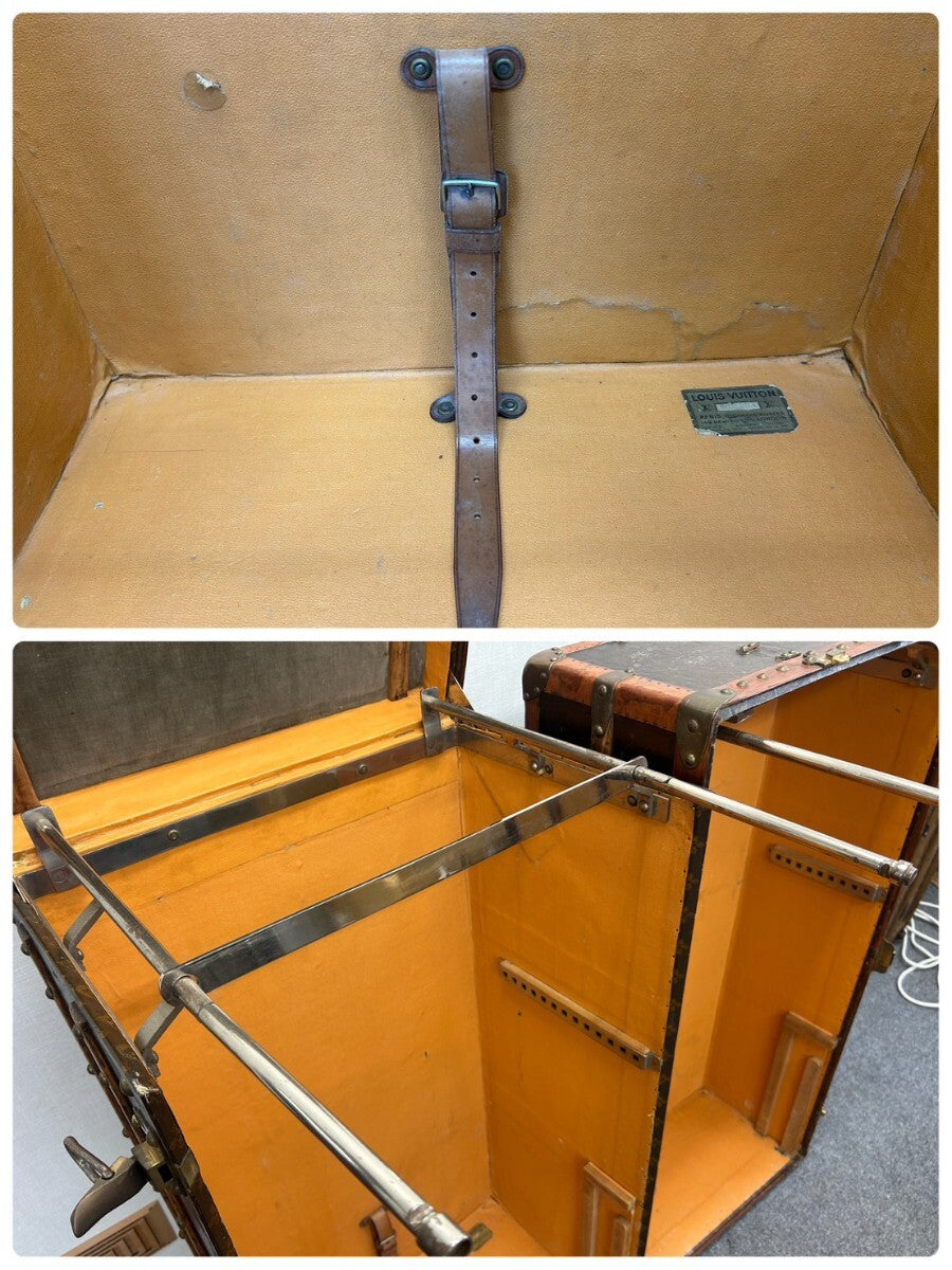 Louis Vuitton Monogram Wardrobe Trunk, circa 1918, Double Hanging Interior with Period Wooden Hangers, 113 cm