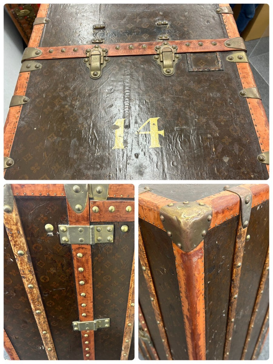 Louis Vuitton Monogram Wardrobe Trunk, circa 1918, Double Hanging Interior with Period Wooden Hangers, 113 cm