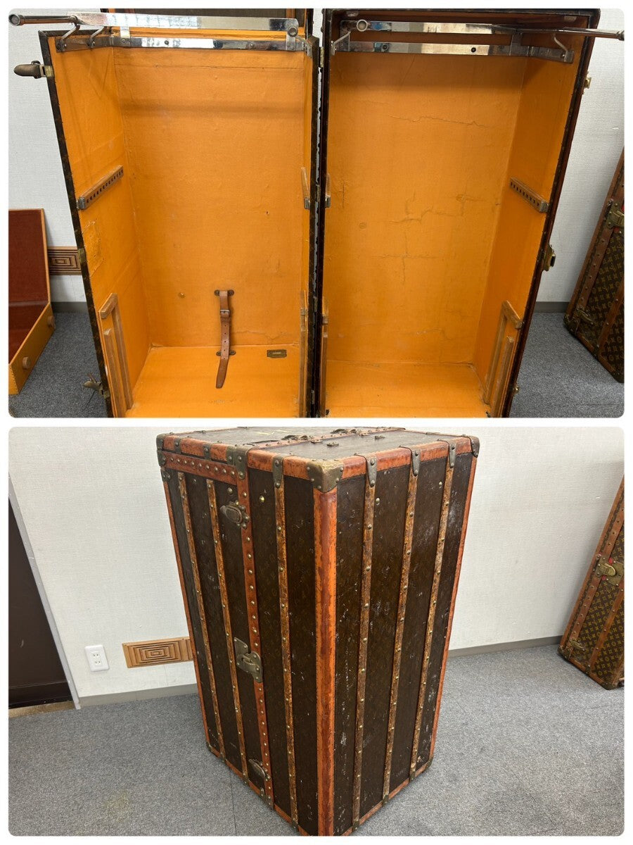 Louis Vuitton Monogram Wardrobe Trunk, circa 1918, Double Hanging Interior with Period Wooden Hangers, 113 cm