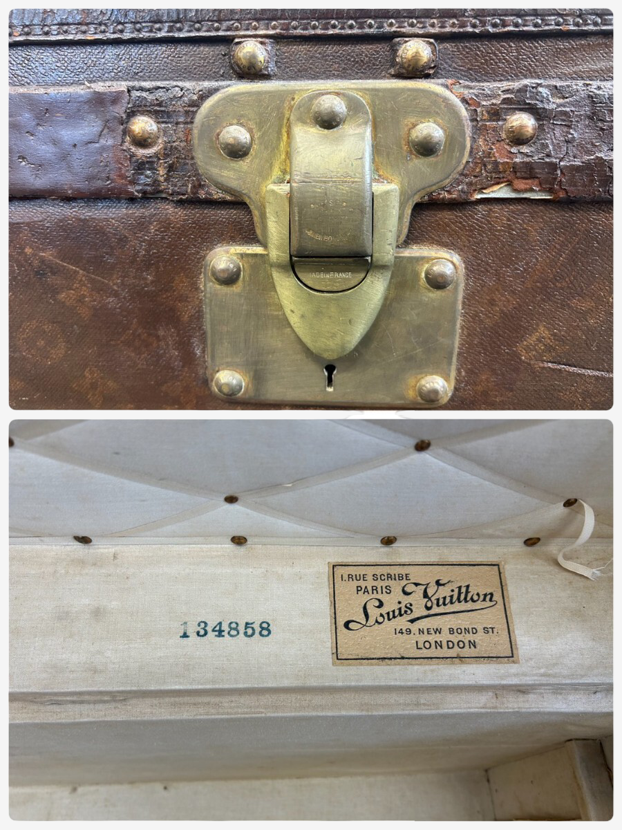 Louis Vuitton Monogram Courrier Steamer Trunk, Rue Scribe & New Bond Street Label, circa 1900–1910, 122 cm