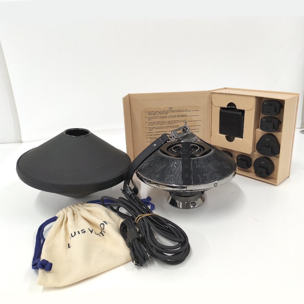 Louis Vuitton Horizon Light Up Speaker QAC000, Black Monogram, Bluetooth & AirPlay 2, with Dock and Case, 2021