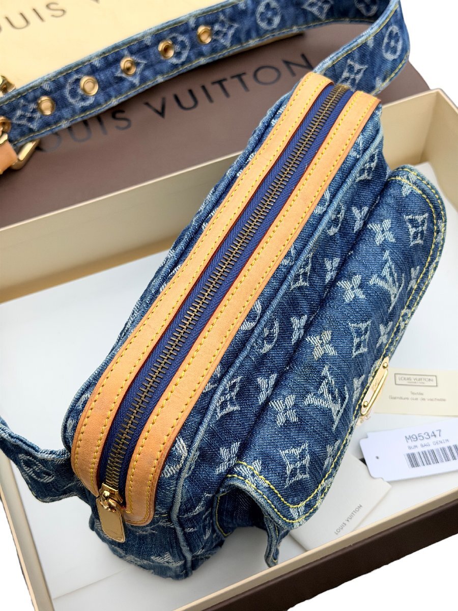 Louis Vuitton Bum Bag M95347 in Blue Monogram Denim, Natural Cowhide, Gold-Tone Push-Lock, 2007